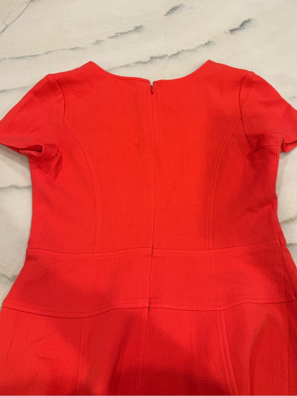 Carolina Herrera Dress Size 14 Red Wool V Neck Short Sleeve Italy - Picture 7 of 9